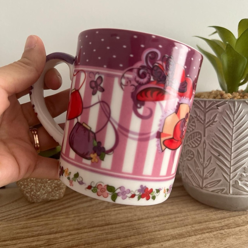 Vintage Red hat society tea time coffee mug